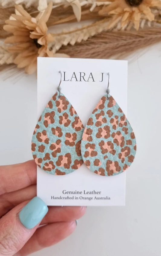Animal Mint Leather Earrings