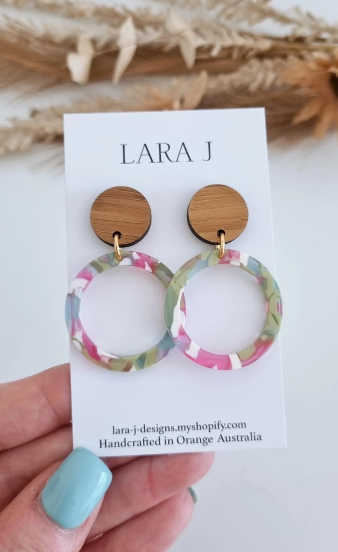 Loop Dangle - Pink Green/Bamboo Top