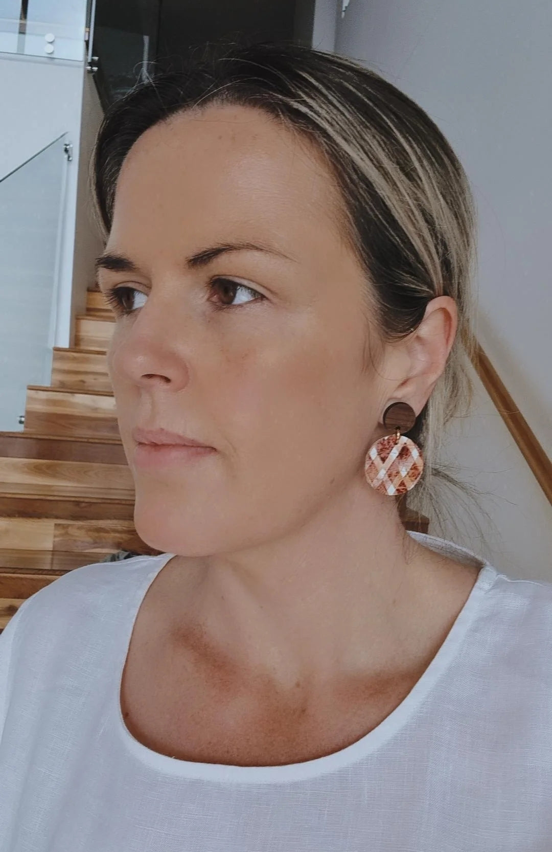 Autumn Leather Dangles - Walnut Top