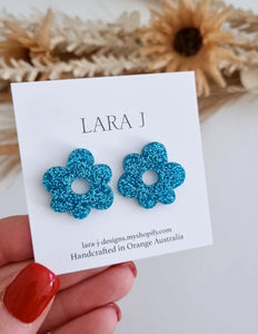 Flower Studs - Blue