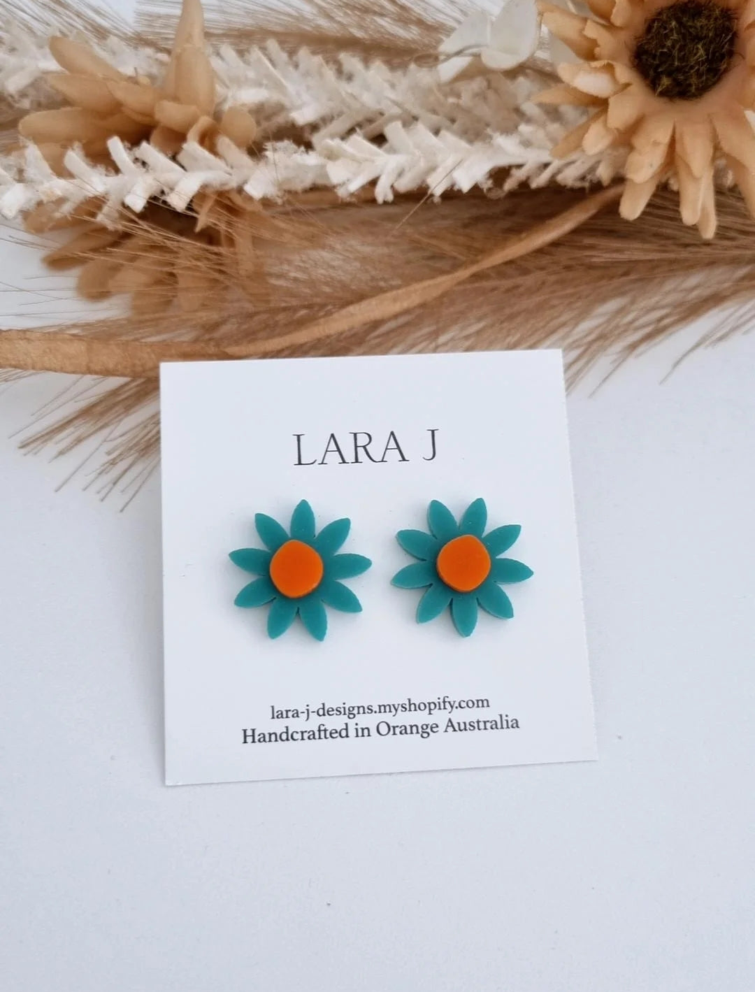 Flower Studs - Teal