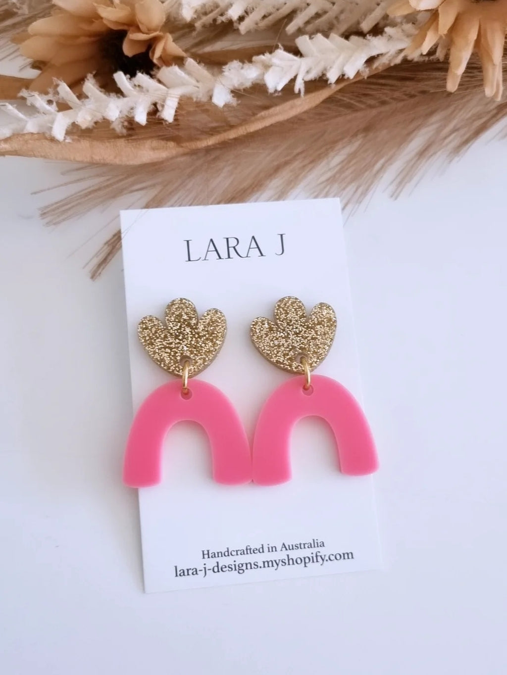 Ezra Dangle - Gold Sparkle/Hot Pink