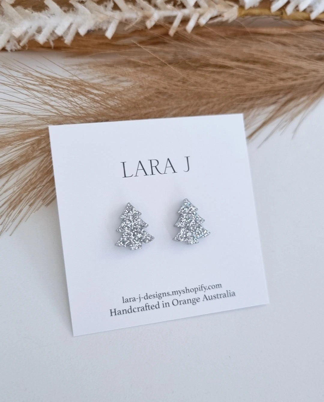 Christmas Studs - Silver Glitter
