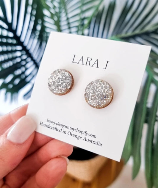 16mm Studs - Silver Sparkle