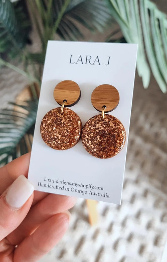 Petite Circle Dangle - Bronze Sparkle