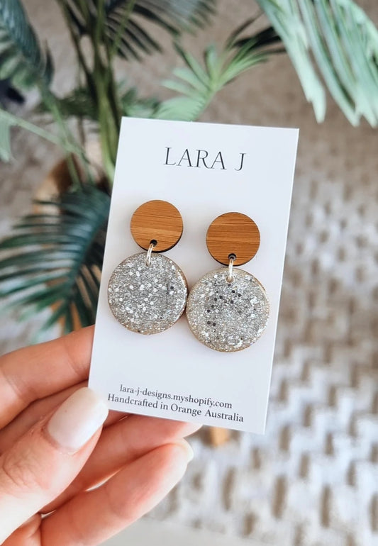 Petite Circle Dangle - Silver Sparkle