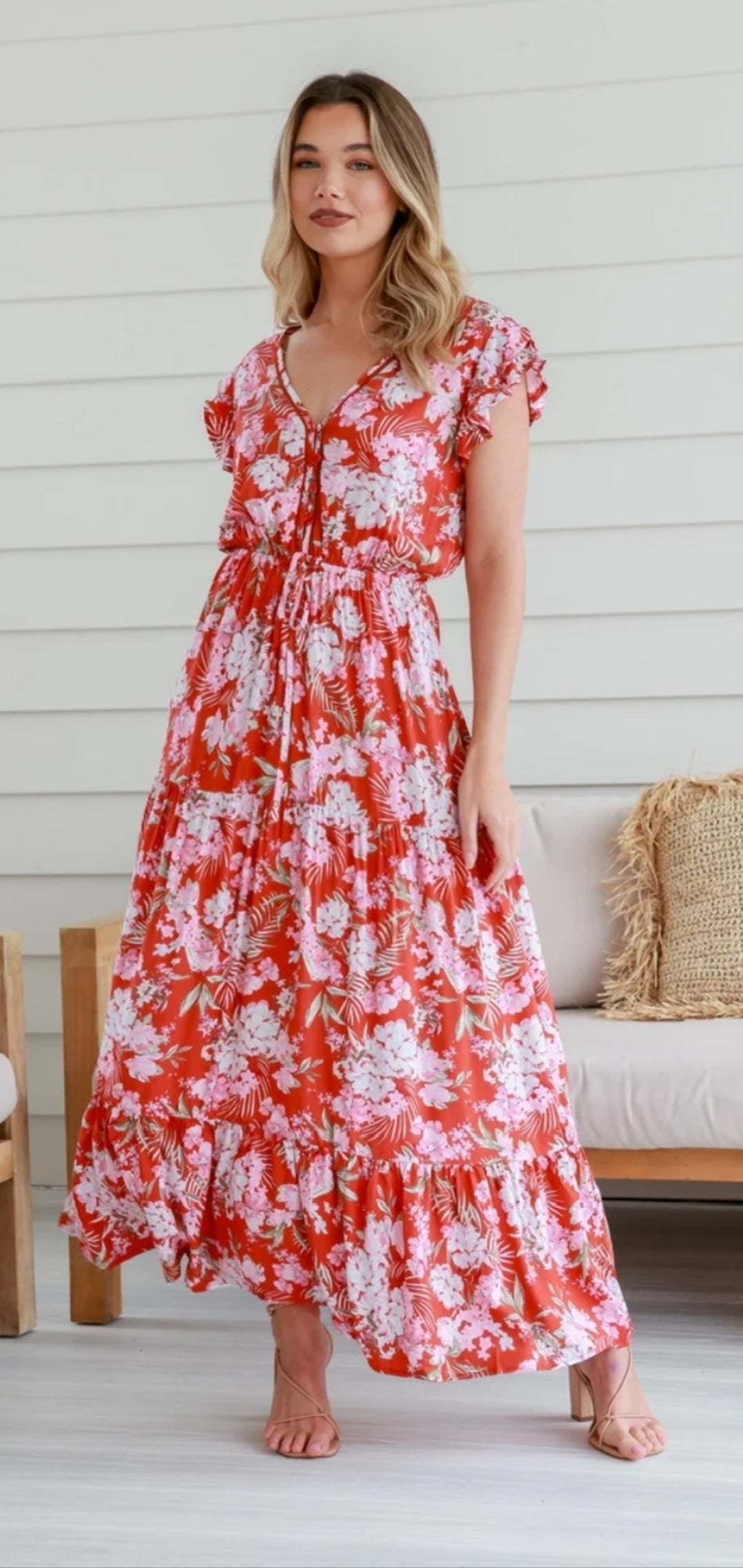 Rita Dress - Red Floral