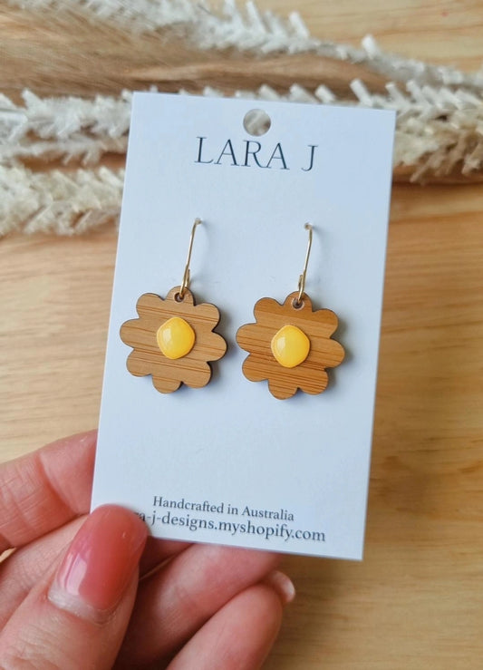 Ezra Flower Dangles - Sunshine Yellow