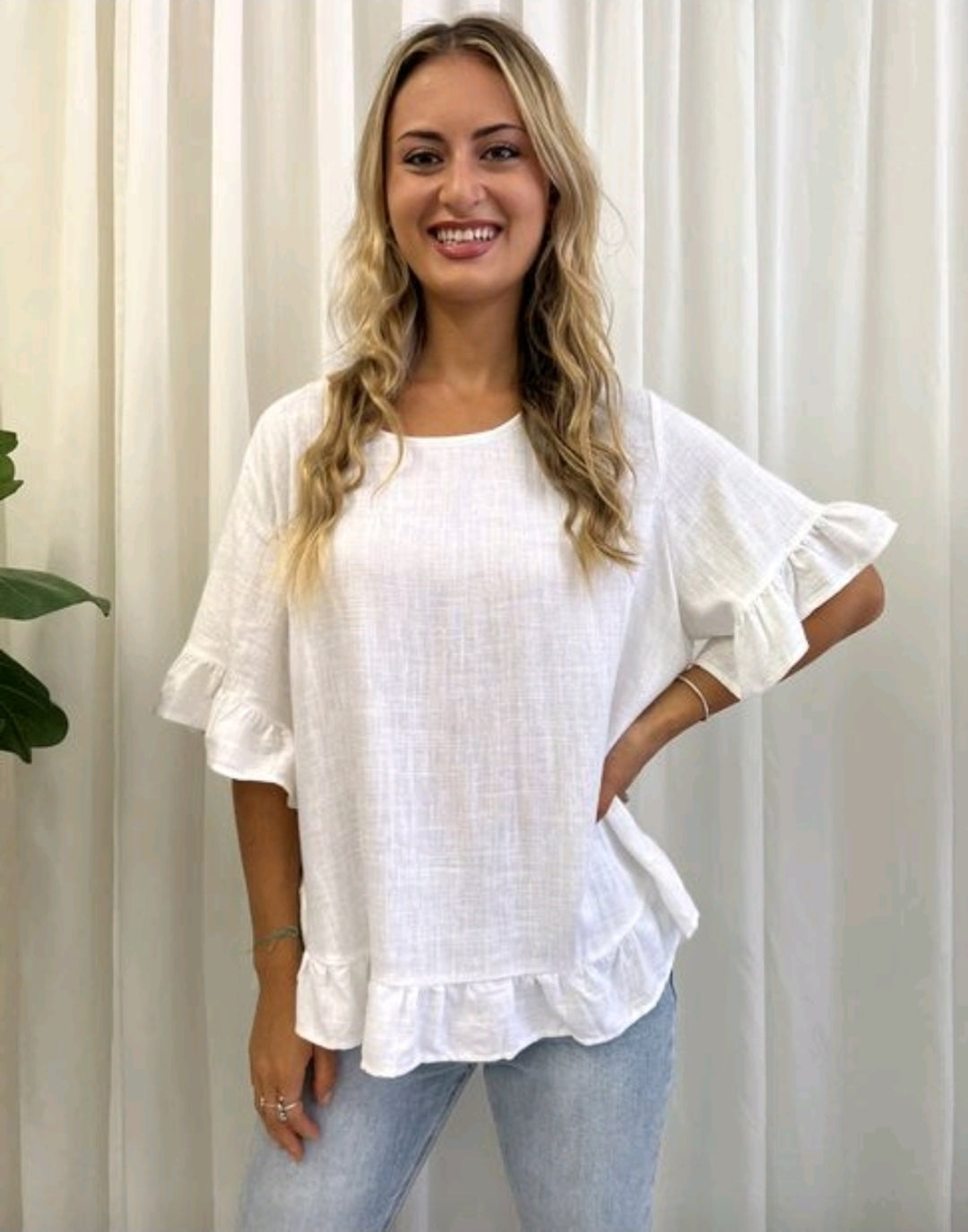 Florence Ruffle Hem - White