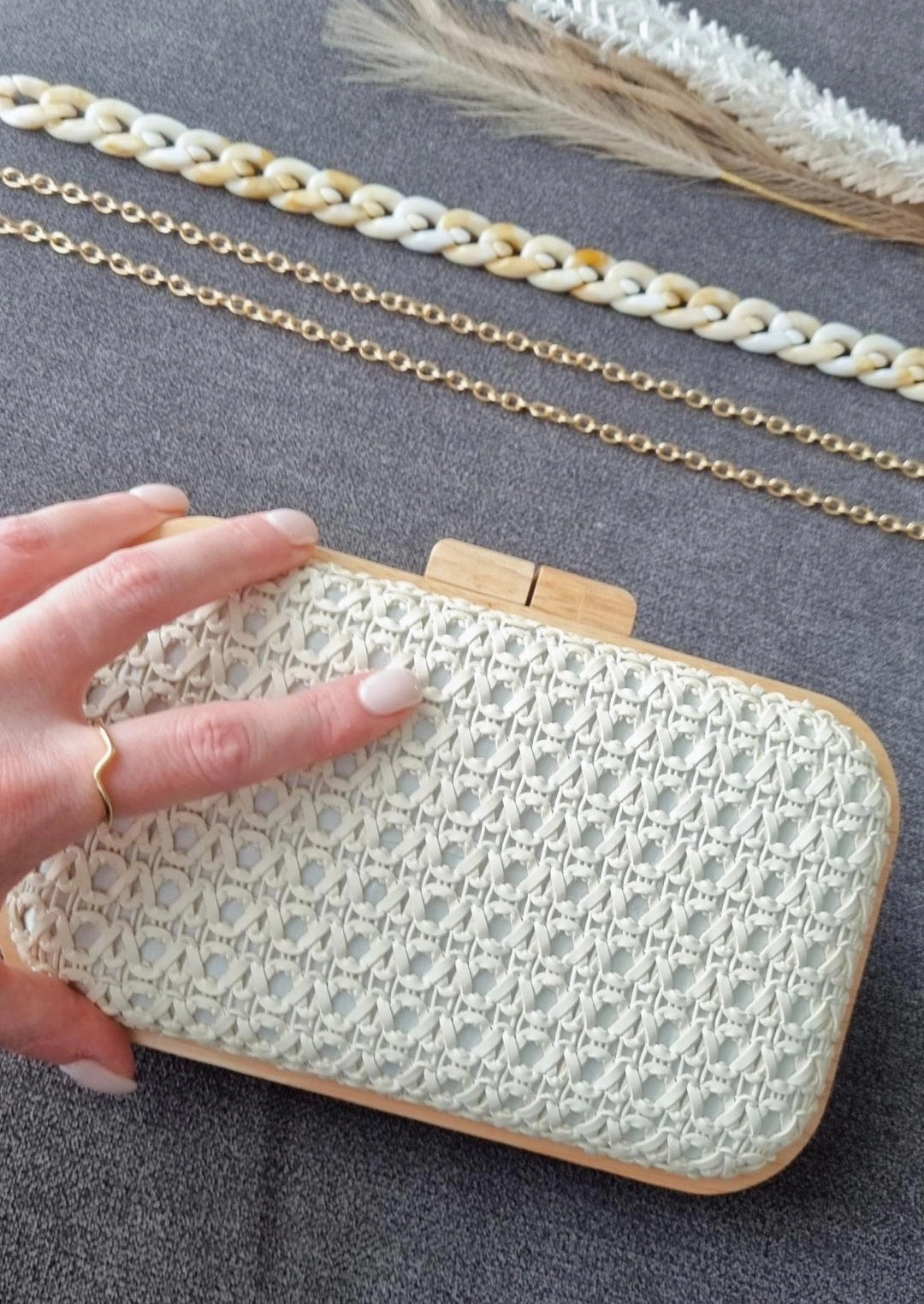 Woven Timber Clutch Set - Natural