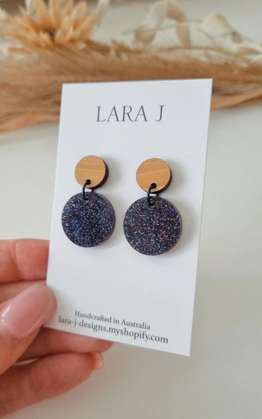 Mini Resin Dangle - Black Glitter