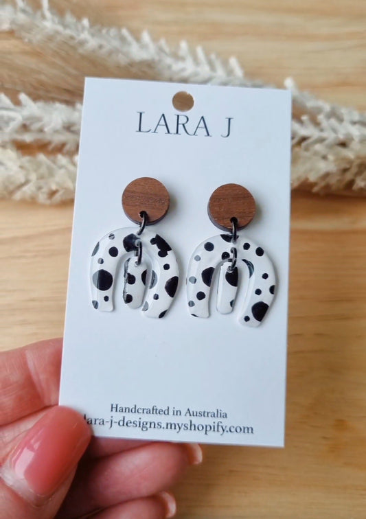 Miller Resin Dangle -  Stud Top - Black & White