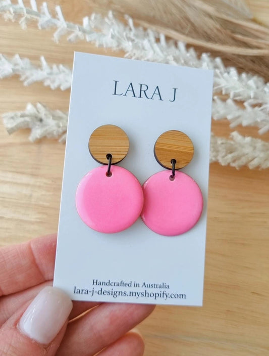 Petite Circle Dangle - Hot Pink