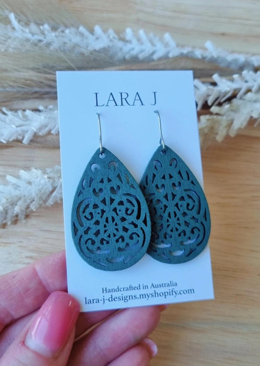 Wooden Teardrop Dangle- Forest