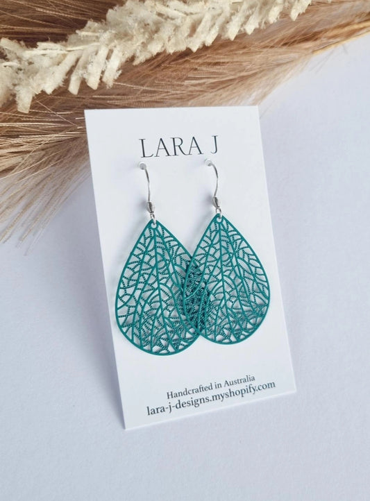 Tear Drop Dangles - Forest Green
