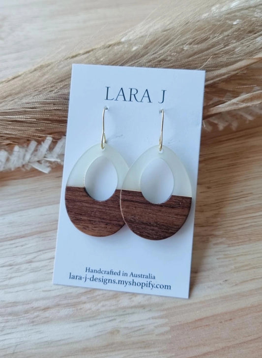 Wooden Tear Drop - Clear