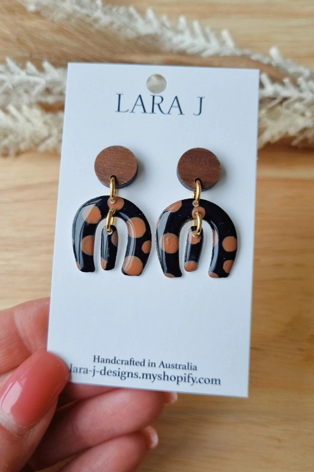 Miller Resin Dangle -  Stud Top - Black & Tan