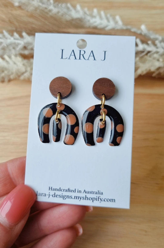Miller Resin Dangle -  Stud Top - Black & Tan
