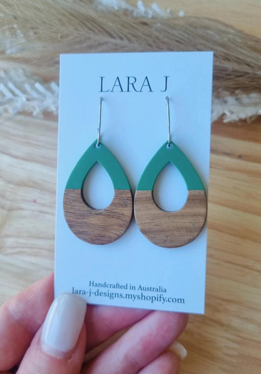 Wooden Tear Drop - Sage