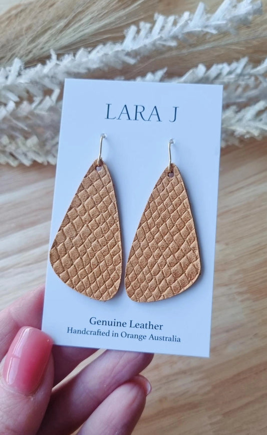 Honey Caramel Leather Bar Earrings