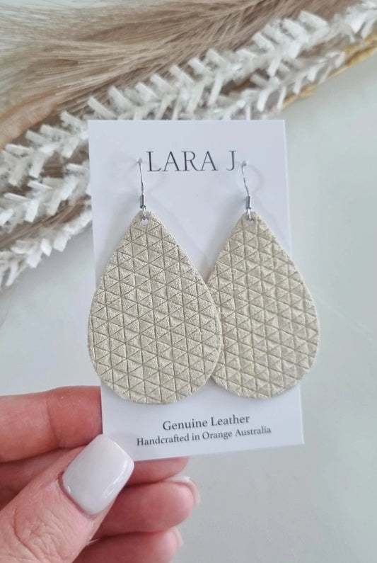 Ivory Leather Earrings