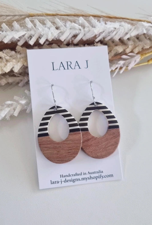 Wooden Tear Drop - Stripe