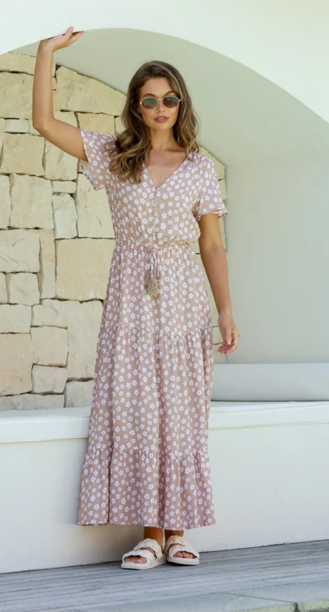Liv Dress - Nude Floral