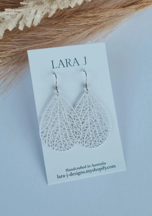Tear Drop Dangles - White