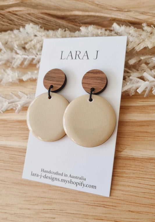 Resin Dangle - Latte- Walnut Top