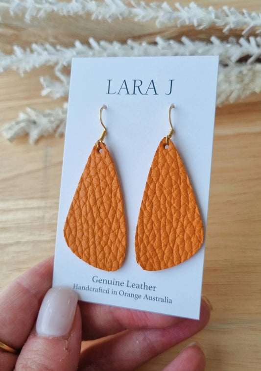 Rust Leather Bar Earrings