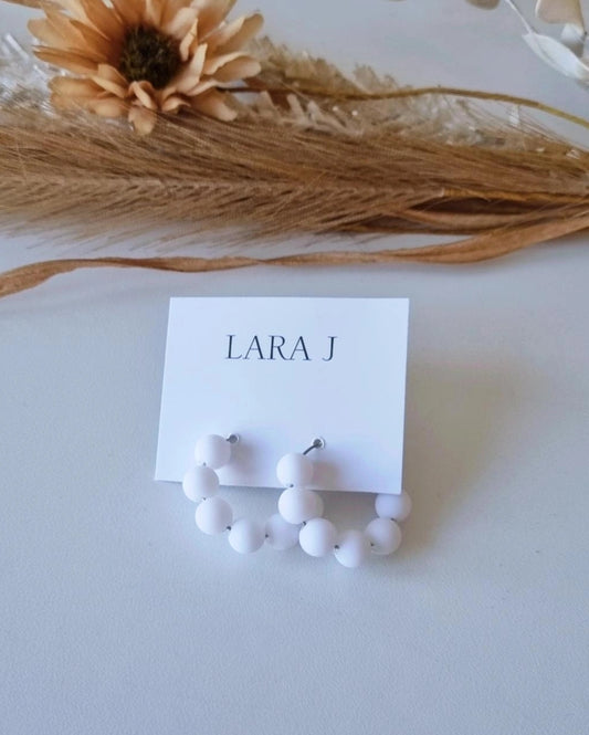 Regular Bead Hoop - White