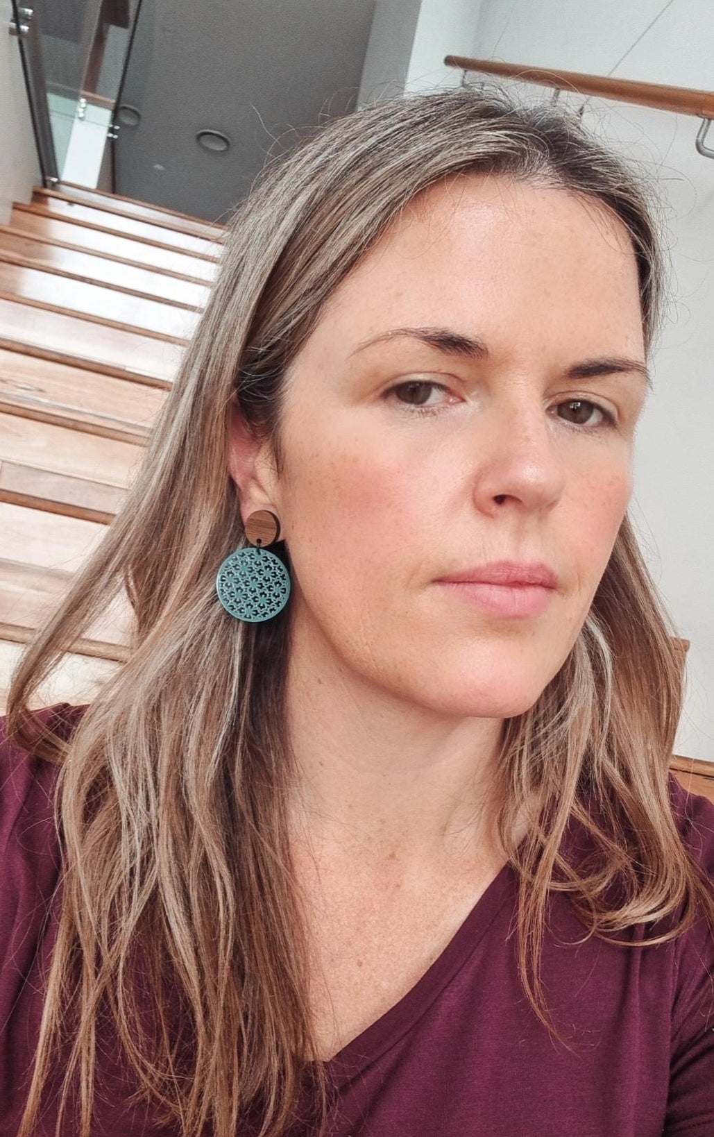 Macy Dangle - Green - Walnut Top