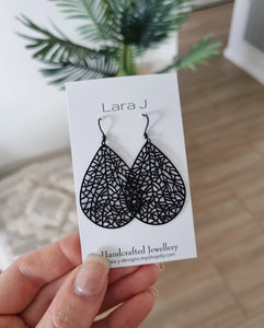 Tear Drop Dangles - Black