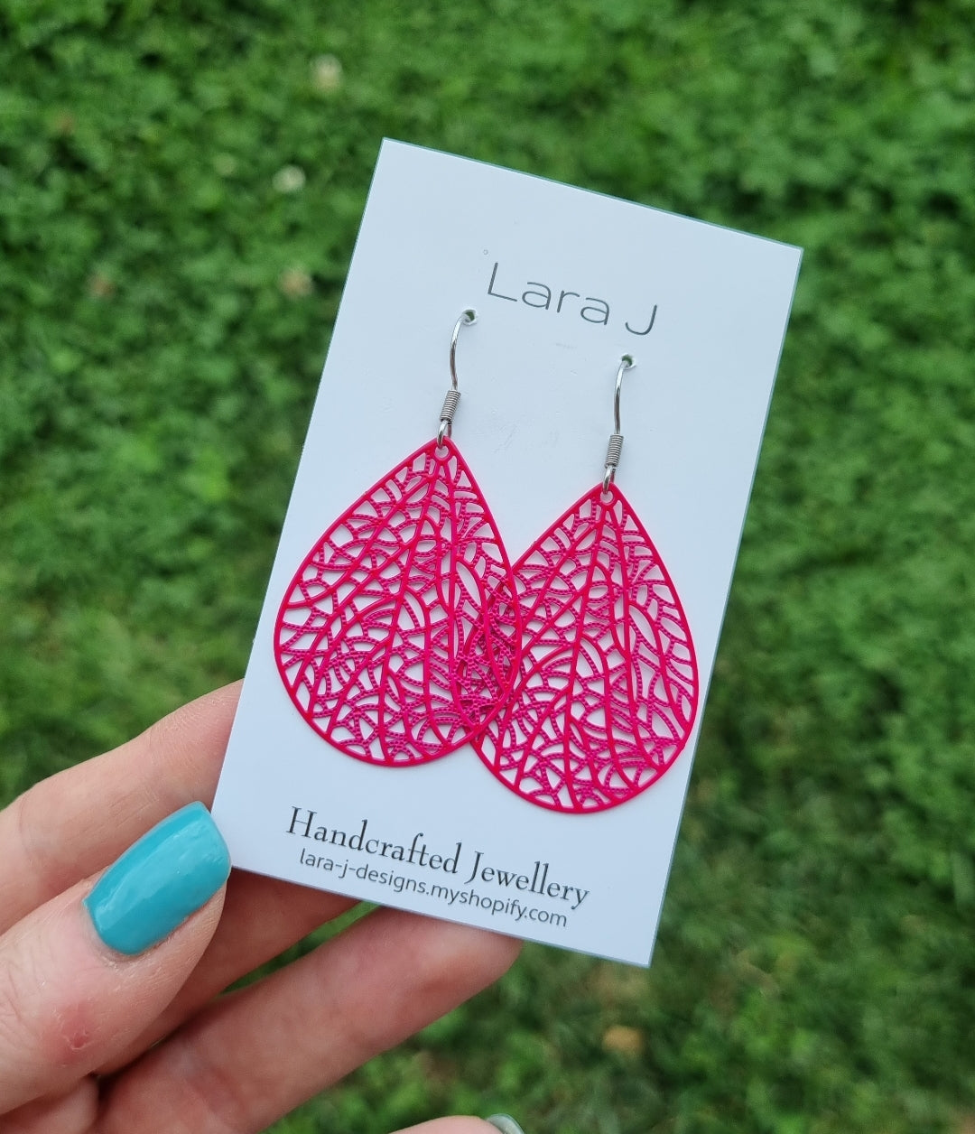 Tear Drop Dangles - Hot Pink