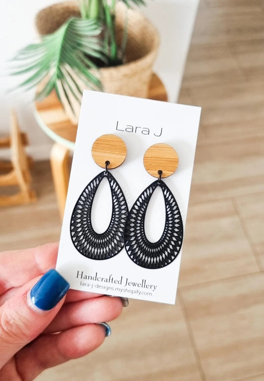 Harlow Dangle Black - Bamboo Top