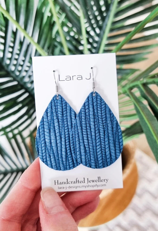 Denim Embossed Leather Earrings