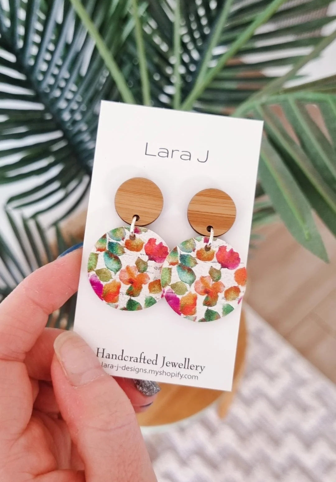 Small Floral Leather Dangles