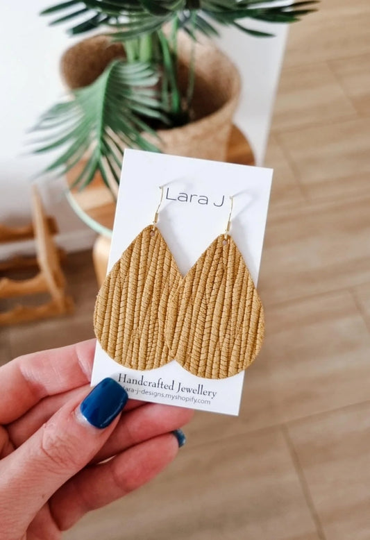 Caramel Embossed Leather Earrings