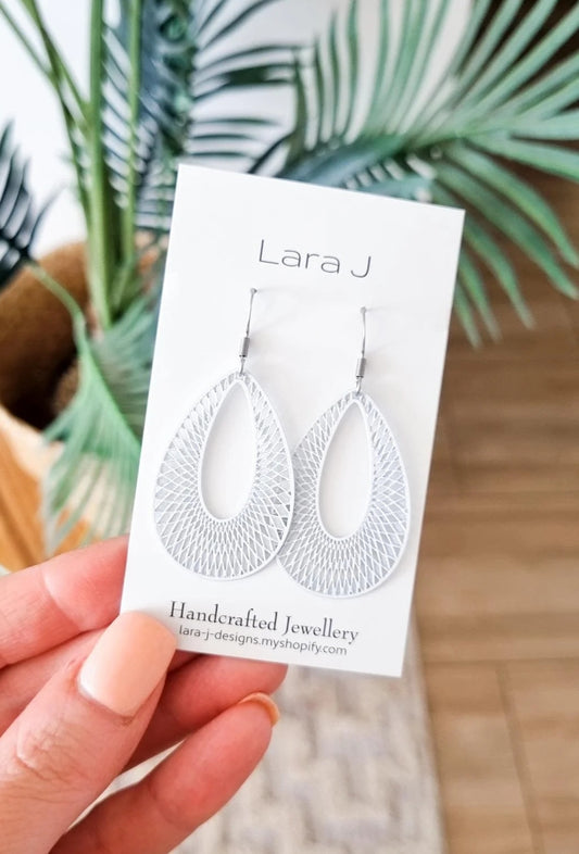 Tear Drop Cut Out Dangles - White