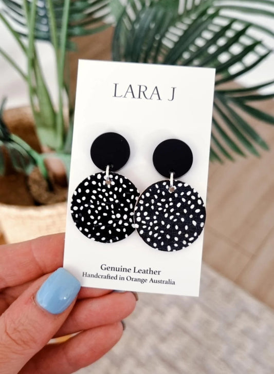 Small Evening Leather Dangles - Black Top