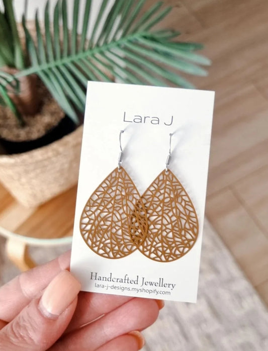Tear Drop Dangles - Tan