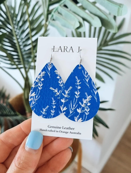 Into The Blue Leather Earrings