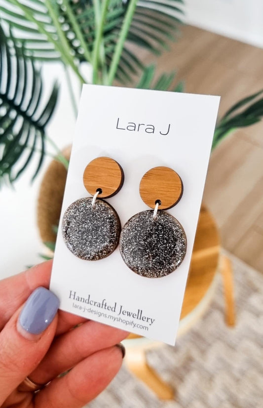 Petite Circle Dangle - Gunmetal
