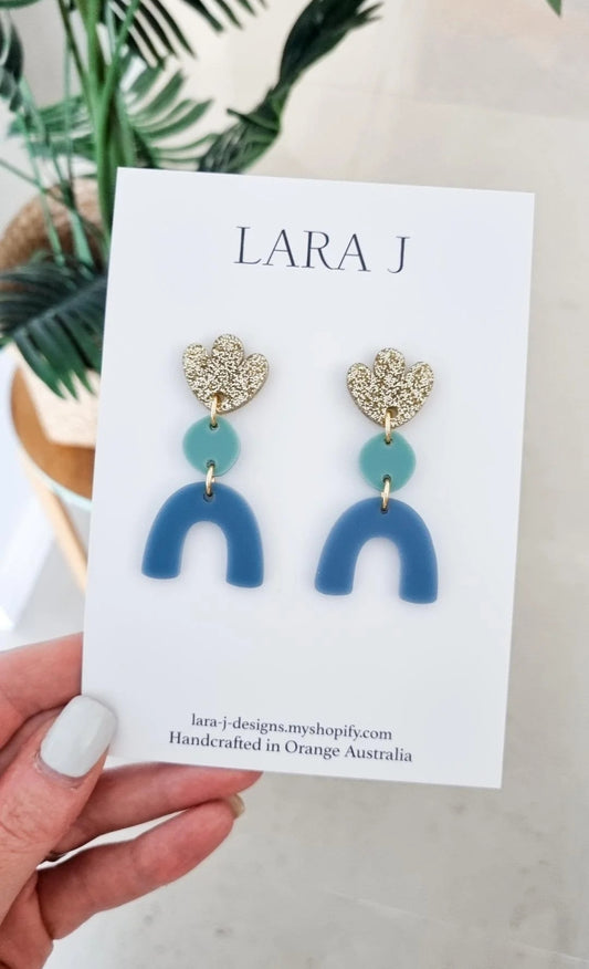 Trudy Dangle - French Blue/Dusty Mint