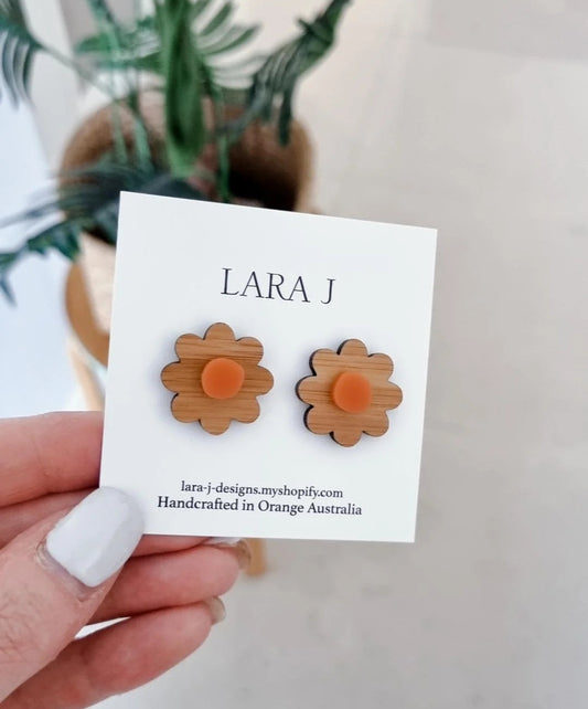 Betty Bamboo Statement Studs - Rust