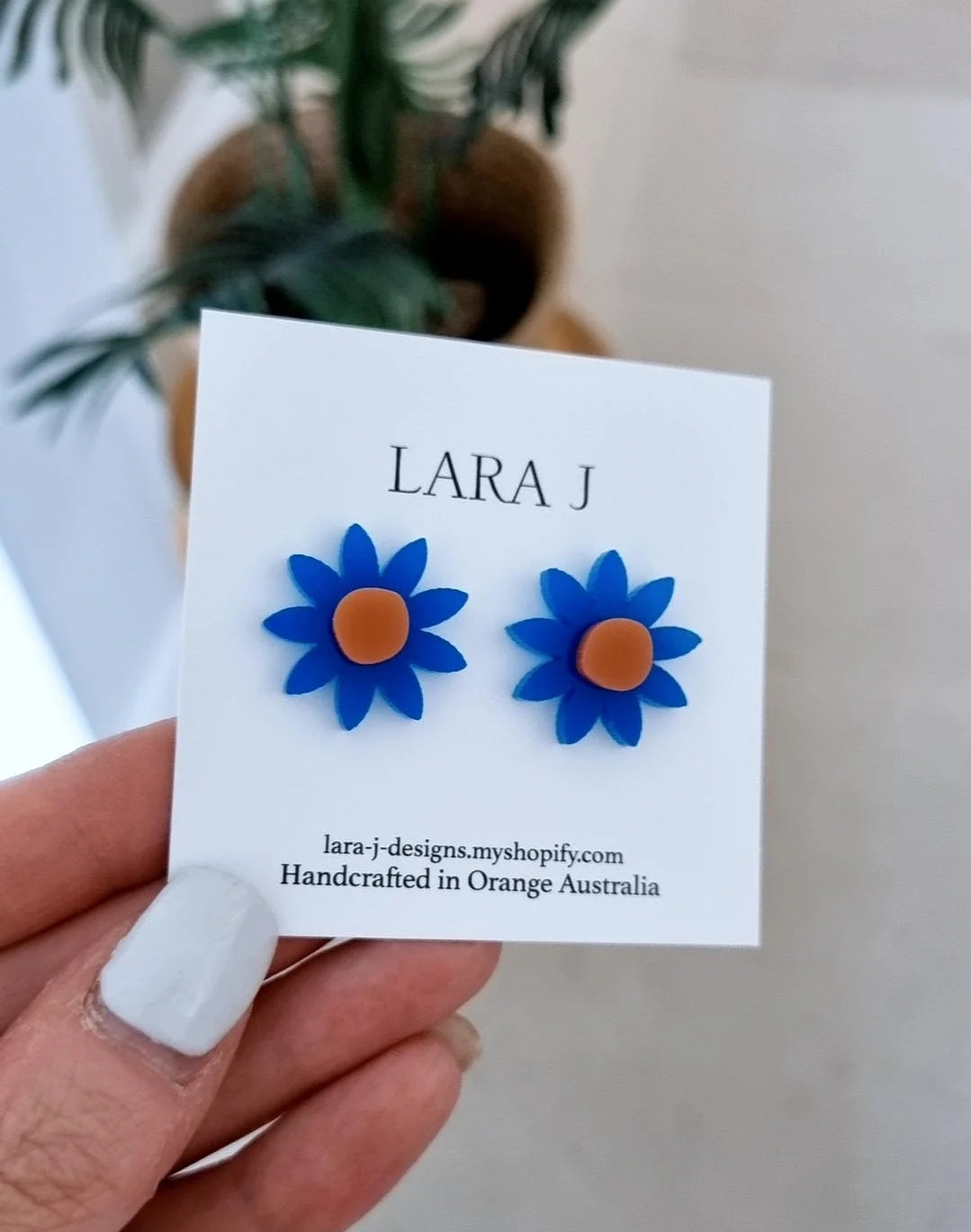 Petal Statement Studs - Blue/Rust